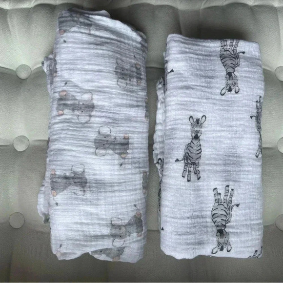 [Aden + Anais] NWOT Safari Babies - Elephant and Zebra Swaddles - Picture 1 of 3